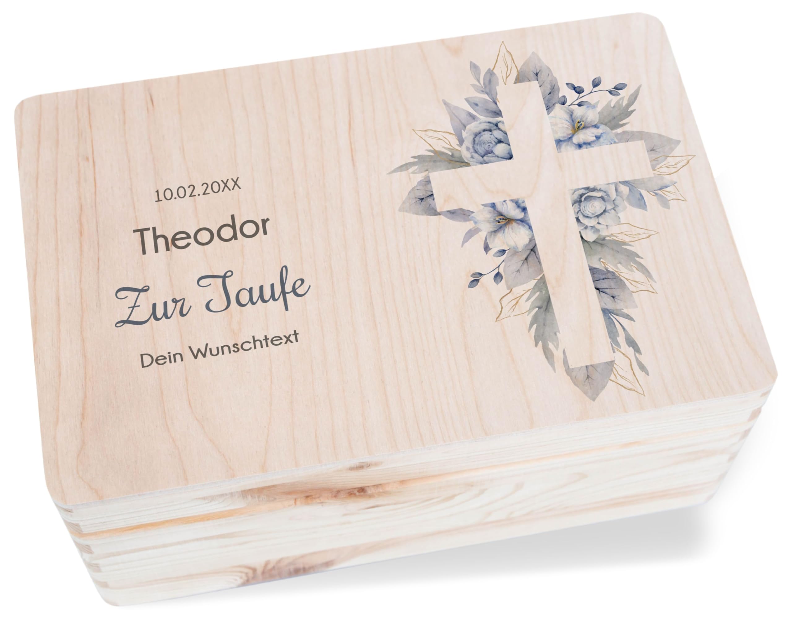 Holz Erinnerungsbox Baby Geschenkbox Holzkiste Baby - Geschenk Taufe | Taufgeschenk Box | Kiste Erinnerungen Taufe. | Box für Taufkarten - 30 x 20 x 14 - Holz - verpackung zur