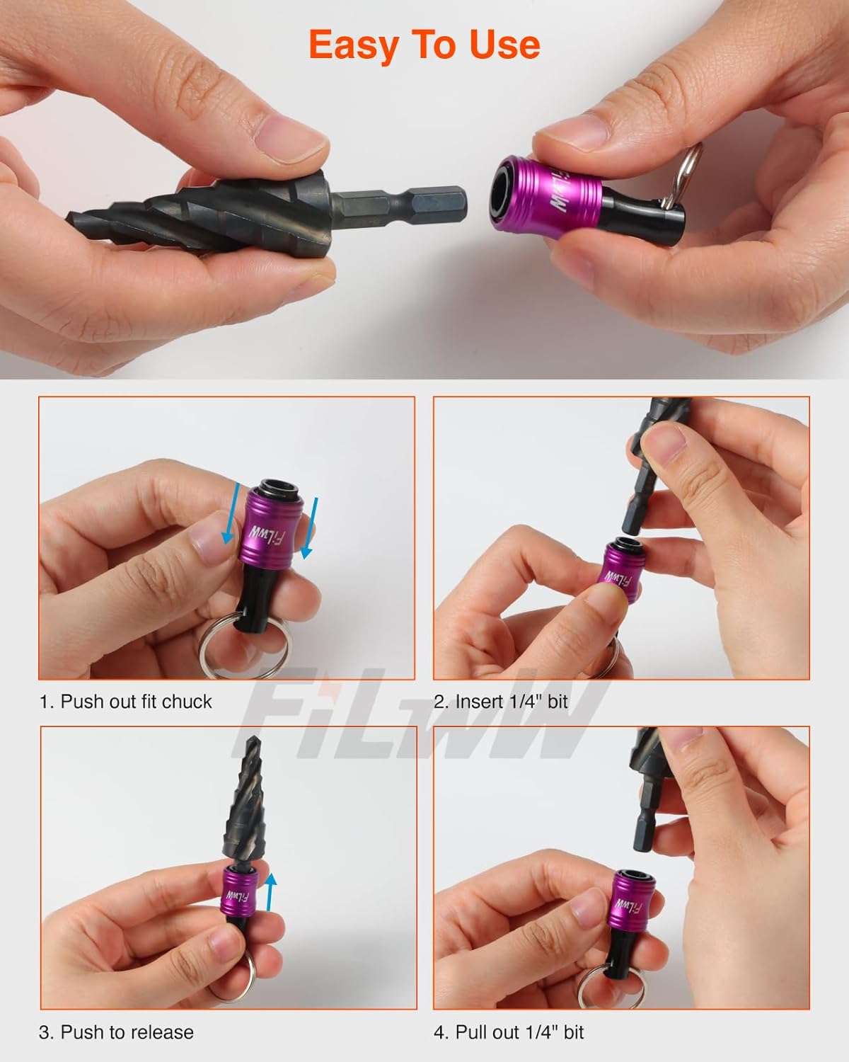 Bit Holder Keychain,12Pcs 1/4 Quick Release Driver Bit Catchers Tool Gifts for Men,Quick-Change Extension Bar Keychain Drill Screw Adapter Portable for Organizer Tool Pouch,Tool Bag
