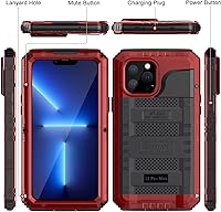 Vista 70 de Beasyjoy Funda impermeable para iPhone 13, funda de metal con protector de pantalla integrado, resistente protección de cuerpo completo, grado