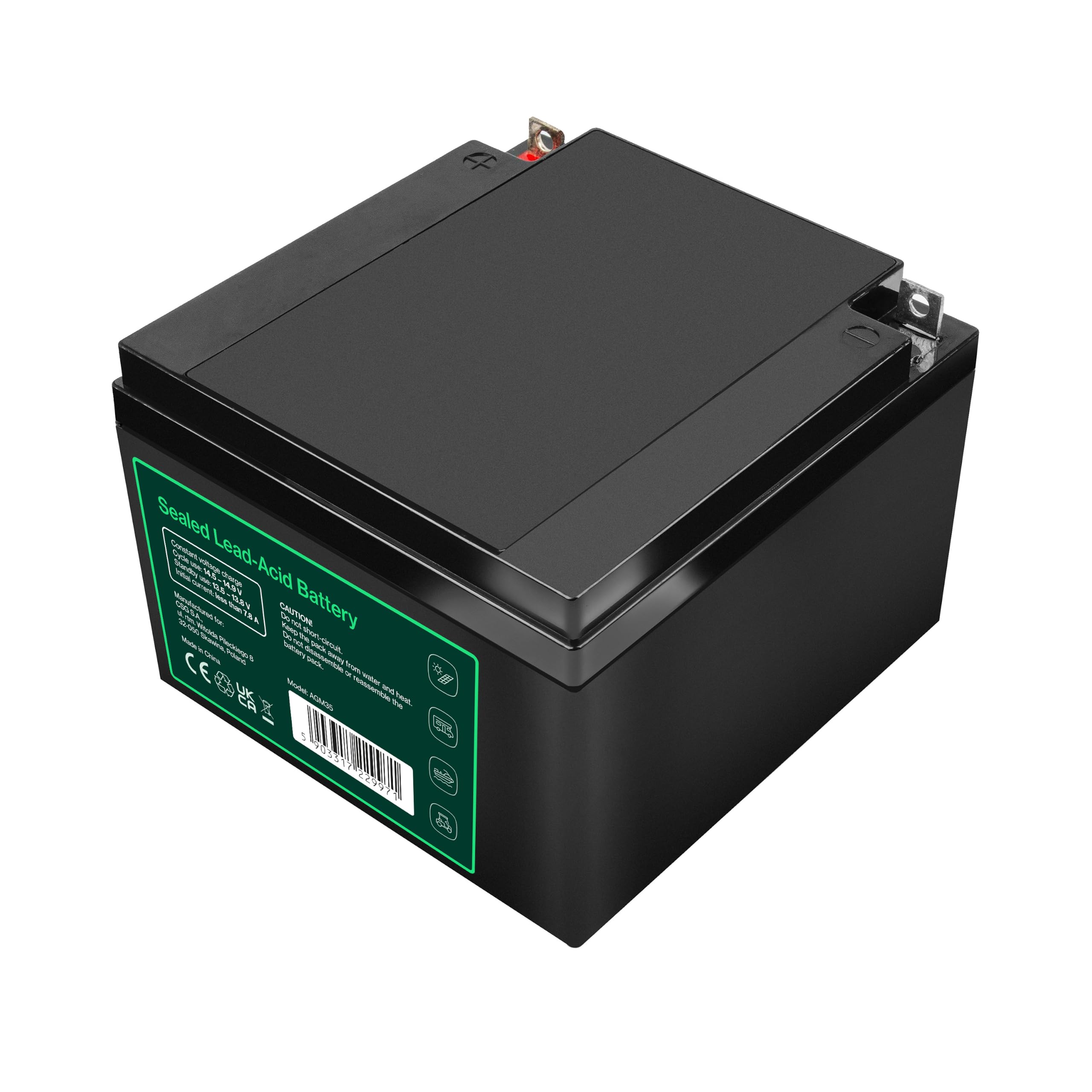 GreenCell Rechargeable Batterie AGM 12V 26Ah accumulateur au Gel Plomb Cycles sans Entretien pour Tondeuse, Scooter, Bateau, Chalutier de Pêche et Tracteur à Gazon – Batterie Rechargeable Scellée VRL