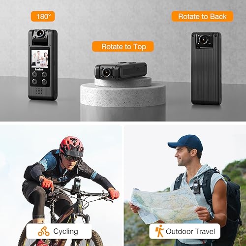 Miniatura 7 de Losfom Z07 2K 64GB Body Worn Camera, 1440P HD Cámara corporal con lente giratoria, cámara montada en el cuerpo con visión nocturna, lente giratoria