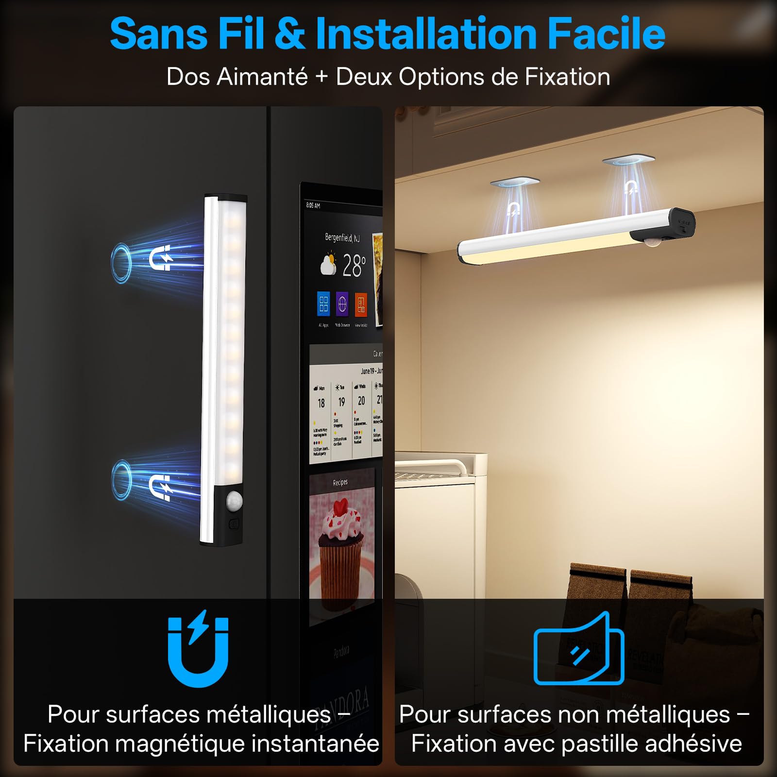 LED Cuisine Sous Meuble, Lumière Détecteur de Mouvement Intérieur