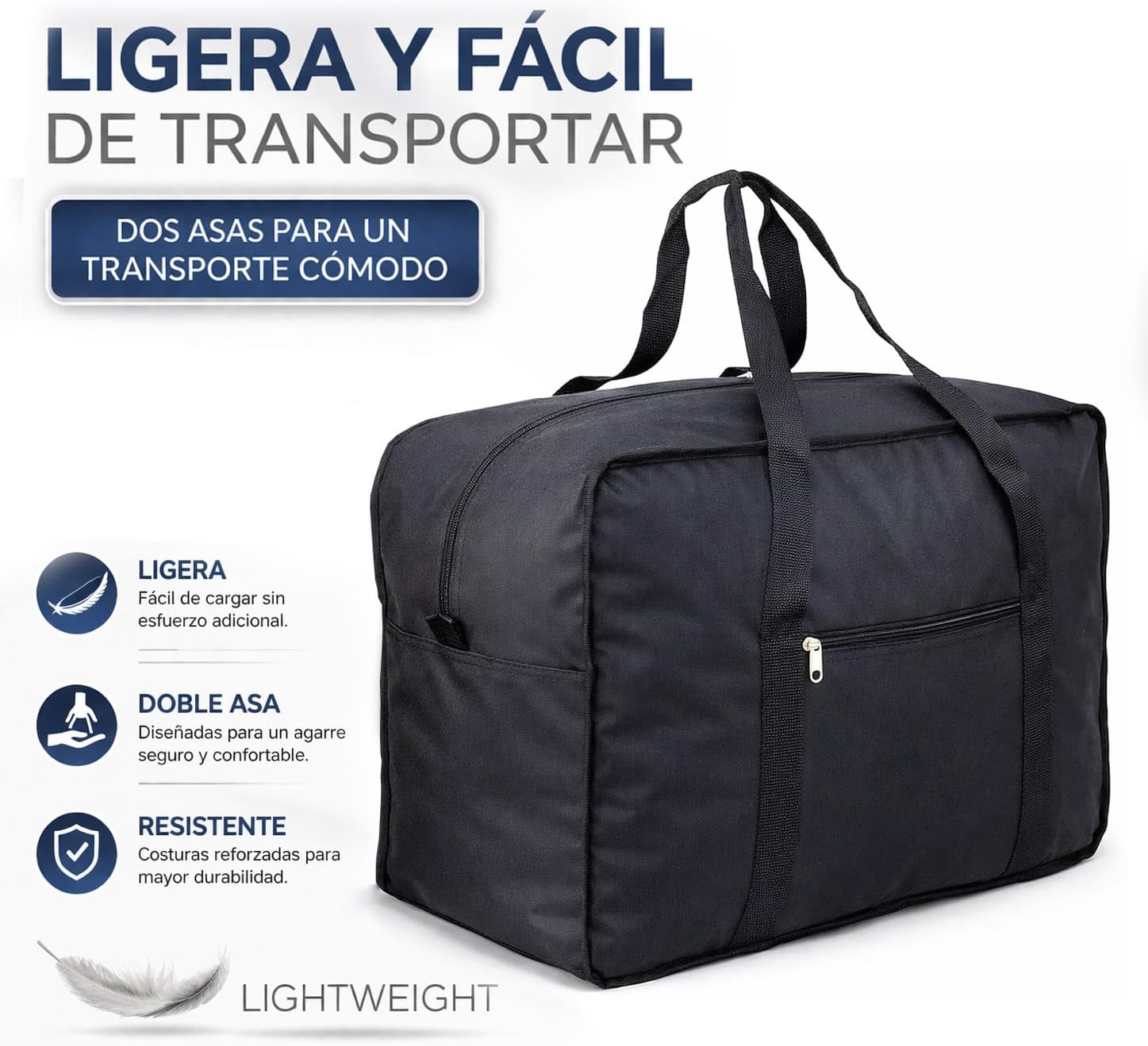 24 in Luggage Travel Duffle Bag Maletin Roll Bag 50 Lb Black Lightweight