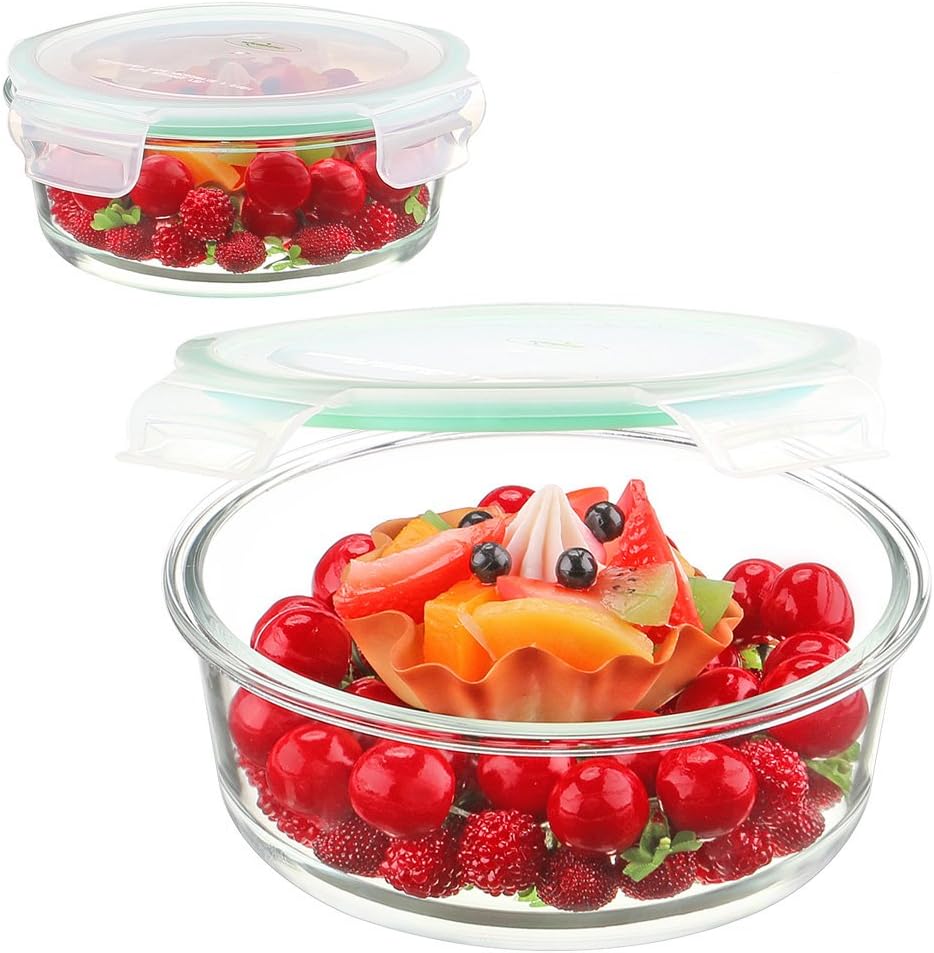 Glass Food Containers with Lids - Glass Meal Prep Containers Airtight - Glass Food Storage Containers Food Prep Containers BPA Free, Bento Box Glass Lunch Box - Leakproof Lunch Containers, 1350 ml