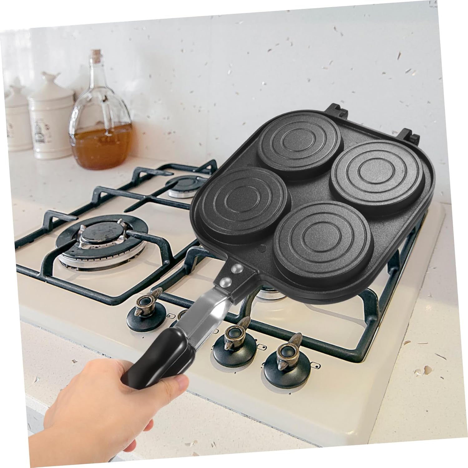 BESTOYARD Non Stick Egg Frying Pan Double Sided Breakfast Cooking Pan for Hamburgers and Omelets Ergonomic Design Easy to Clean for Fun Meals Kitchen Essential