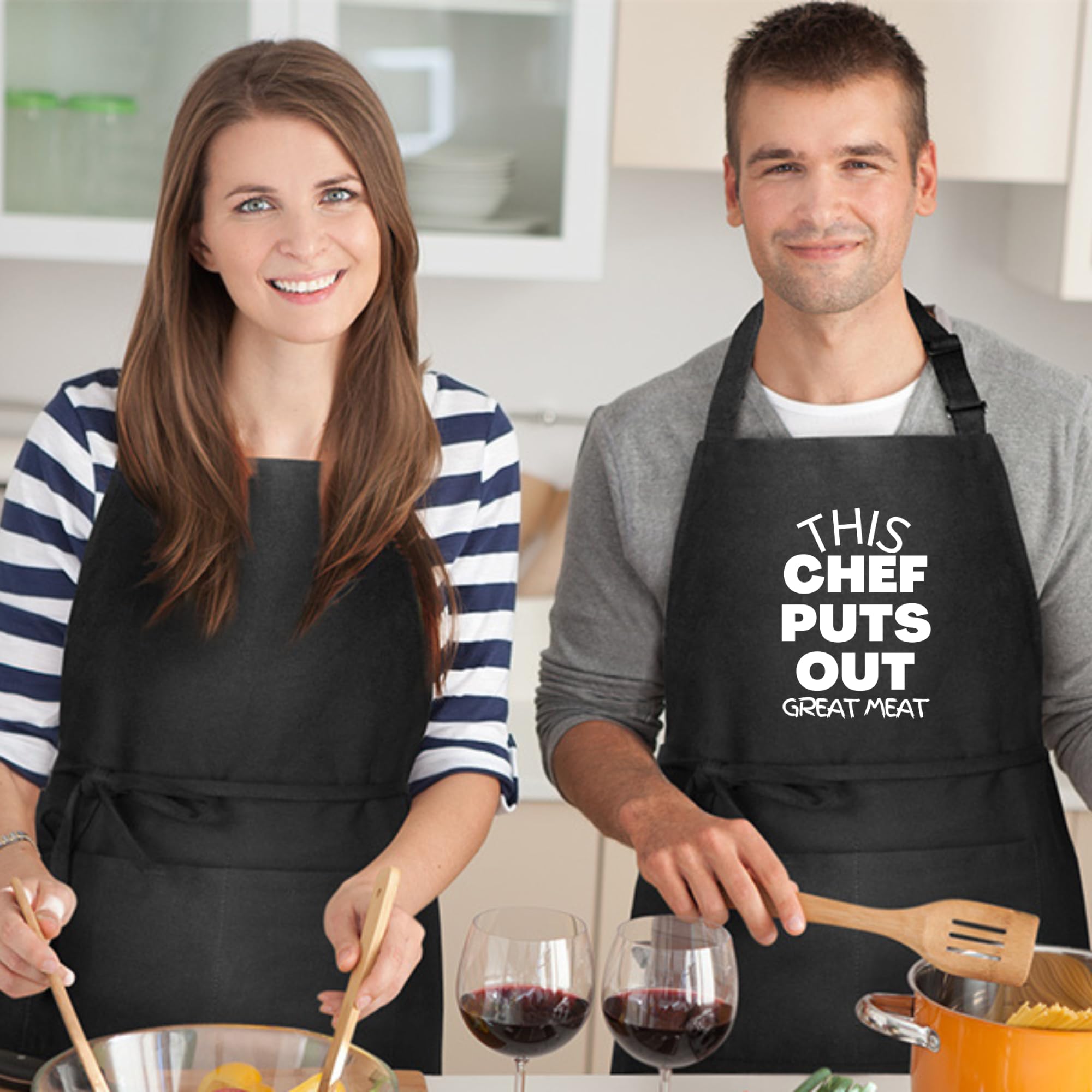 Delantales divertidos con texto en inglés "This Chef Puts Out Great Meat" para hombres, delantal impreso, regalo para ella, delantal de chef, delantal de cocina, delantal de barbacoa, regalo para el