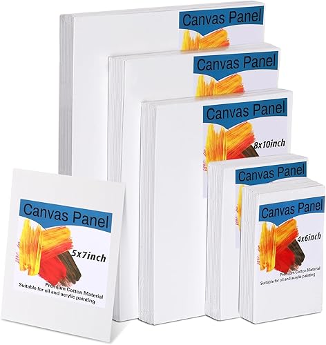 Miniatura 1 de Paquete de 100 paneles de lienzo de pintura a granel, paquete múltiple de 4 x 6, 5 x 7, 8 x 10, 9 x 12, 11 x 14 pulgadas, paquete de lienzos