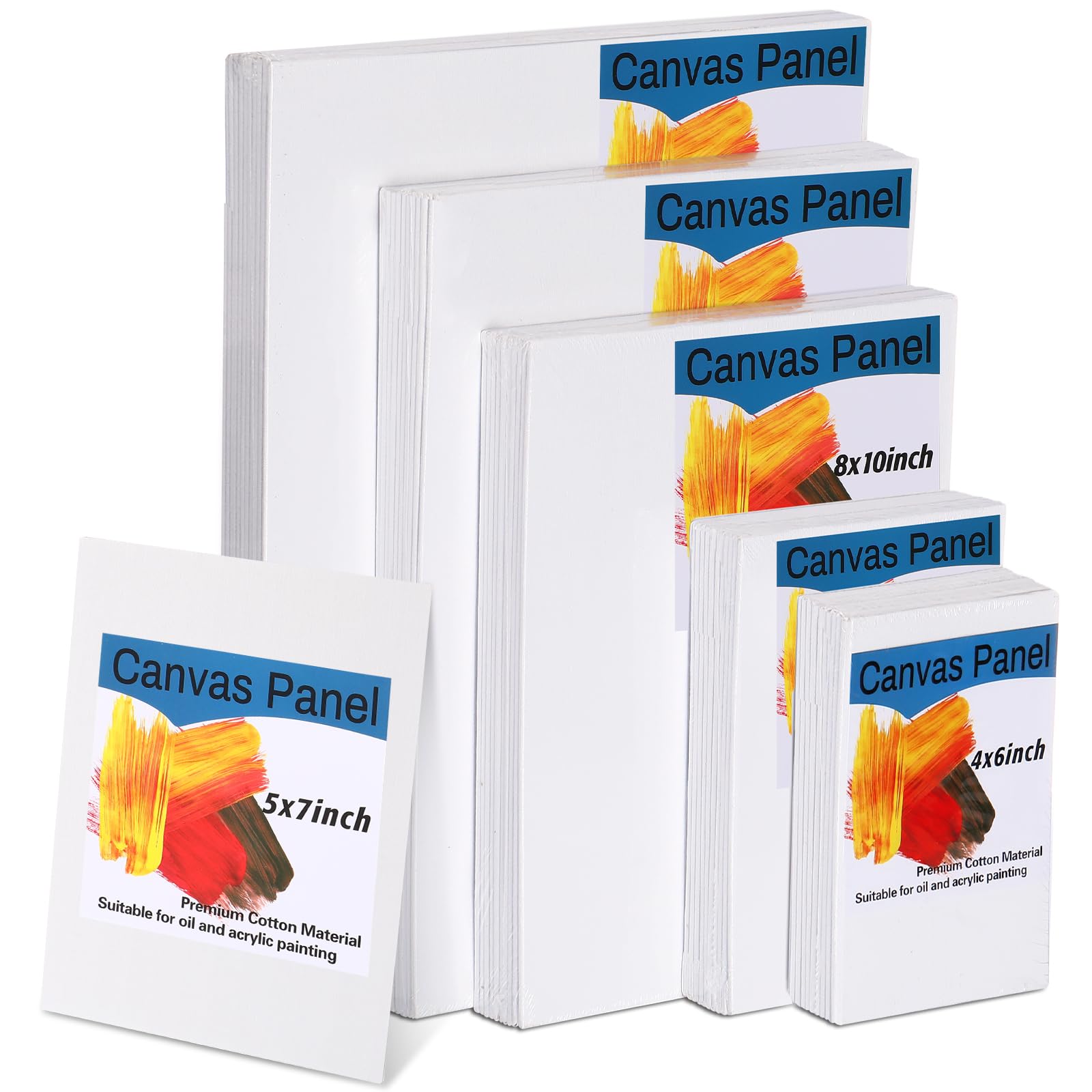 Fuutreo 100 Pack Bulk Painting Canvas Panels, Multipack 4 x 6, 5 x 7, 8