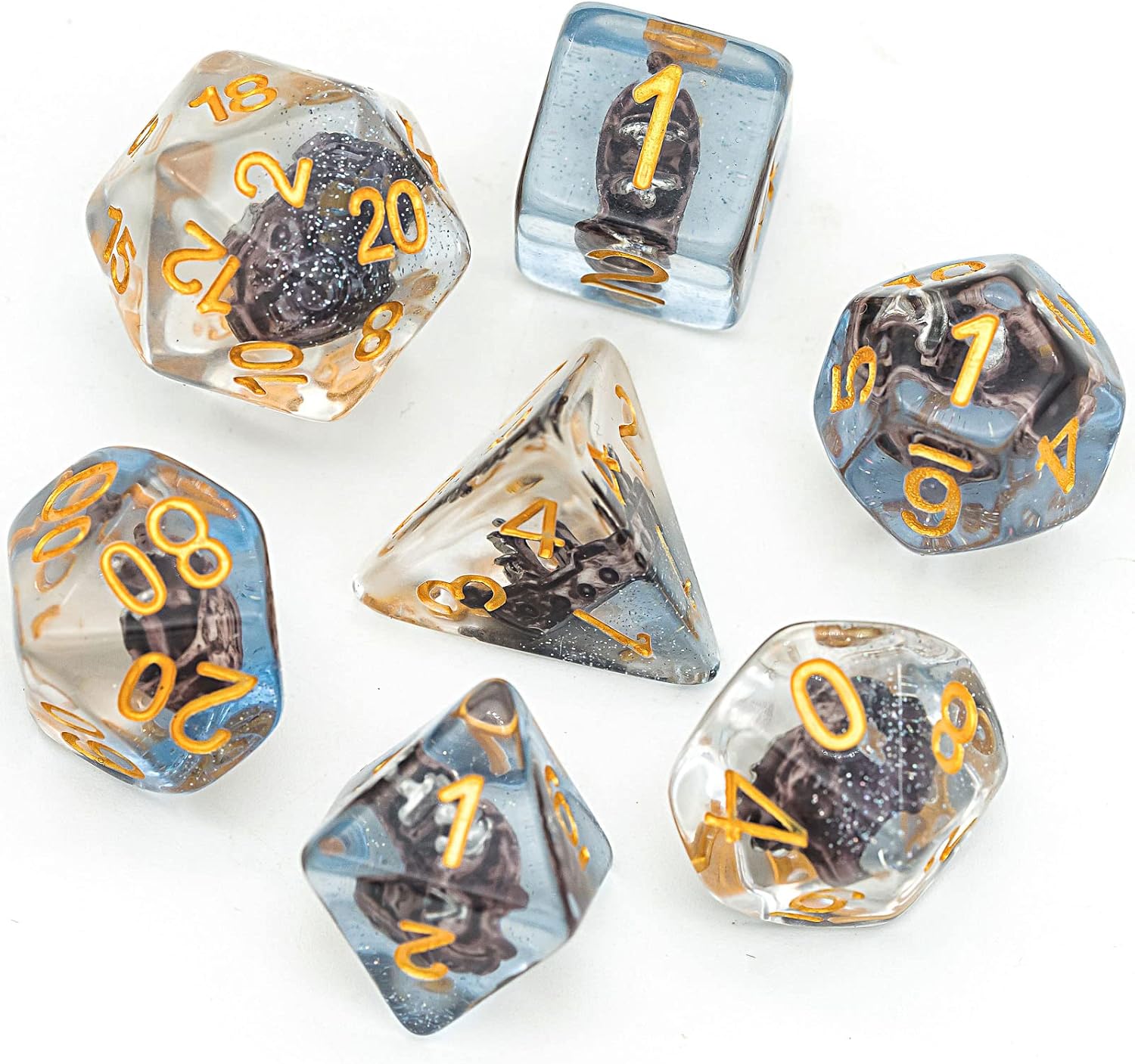 UDIXI 7PCS Polyhedral D&D Dice Set, 7-Die Resin DND Dice Set Axe Design for Role Playing Games as RPG Tabletop Games (Barbarian)