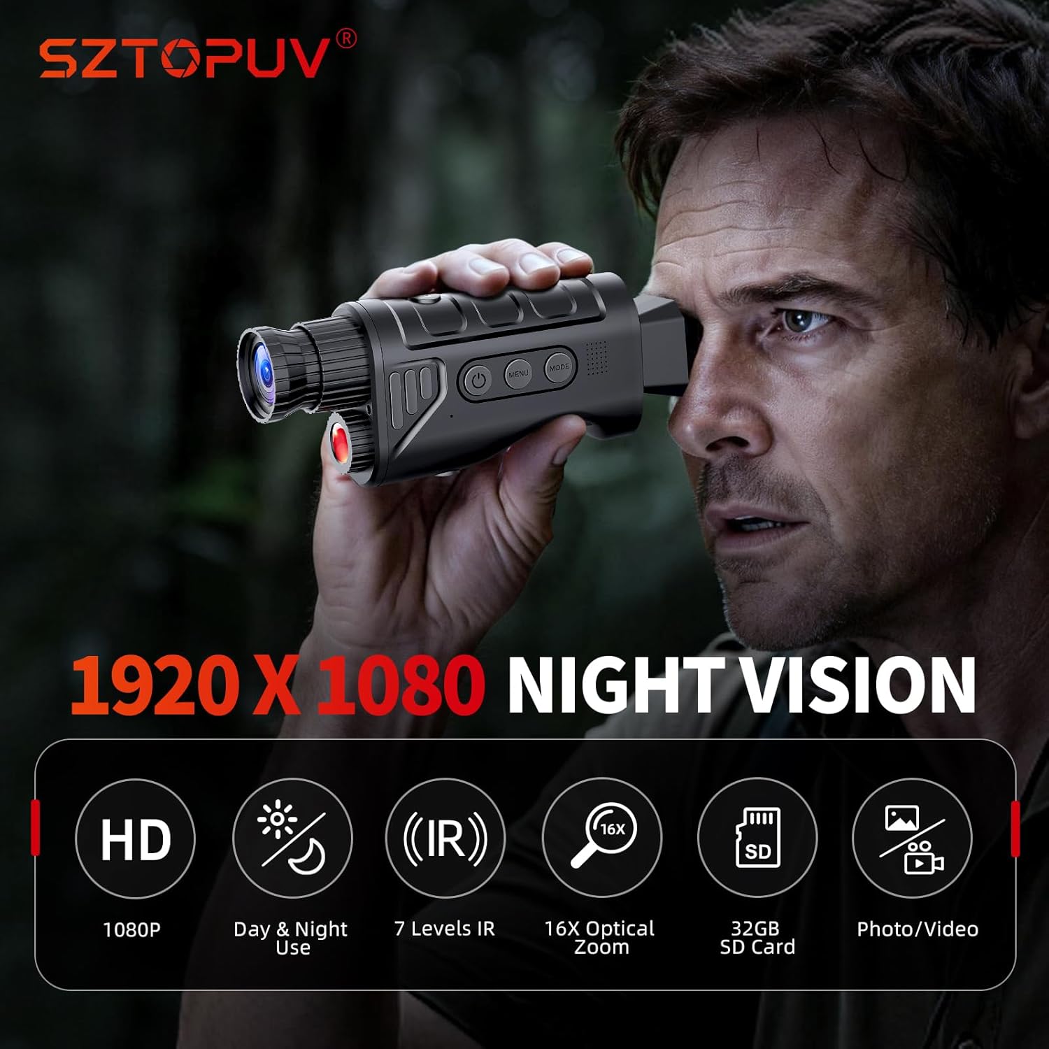 Night Vision Monocular, 2026 Upgraded Portable Handheld Scope for Hunting, Camping, Digital Infrared Night Vision Goggles with 16X Zoom and 2500mAh Battery, Support 1080P Camera & Video Recording