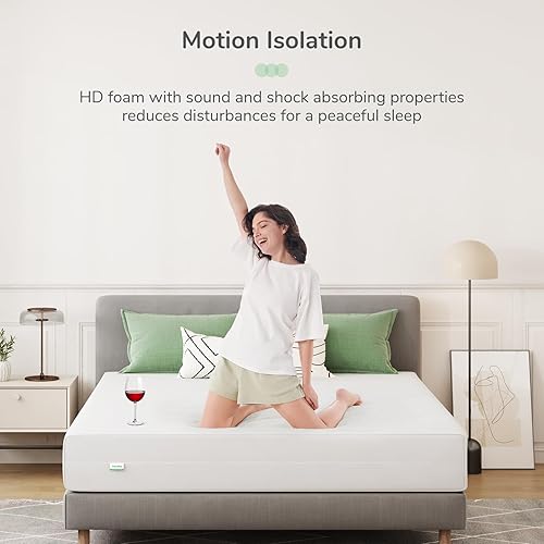 Miniatura 3 de Novilla Colchón tamaño Queen, colchón de espuma de 10 pulgadas en una caja, espuma de carbón de bambú con funda suave transpirable para un sueño