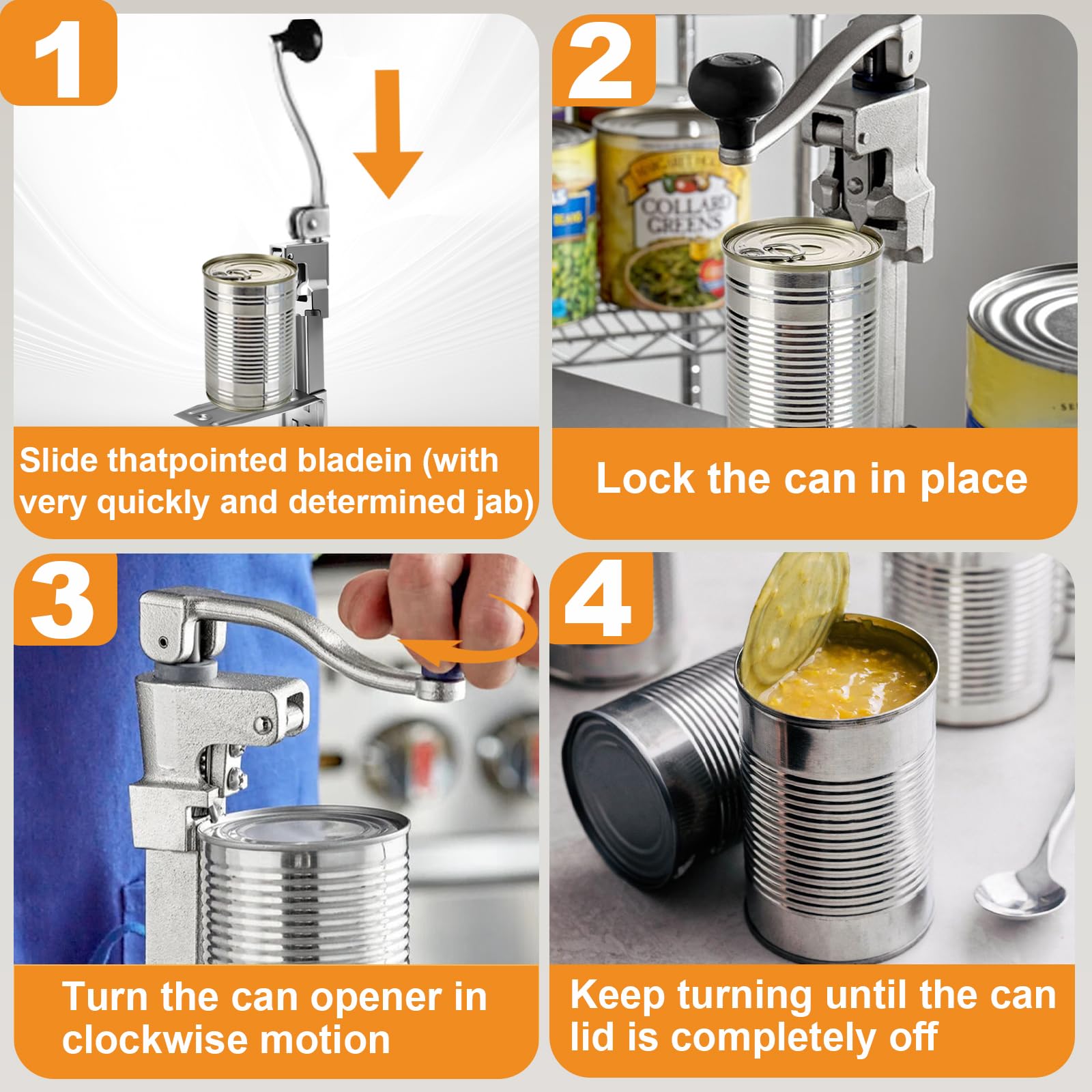 Apriscatole manuale compatibile con Edlund #1, Apriscatole per ristorante grandi lattine fino a 27,9 cm di altezza.