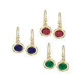 10&period;00 ct&period; t&period;w&period; Multi-Gemstone Jewelry Set&colon; 3 Pairs Of Drop Earrings in 18kt Gold Over Sterling