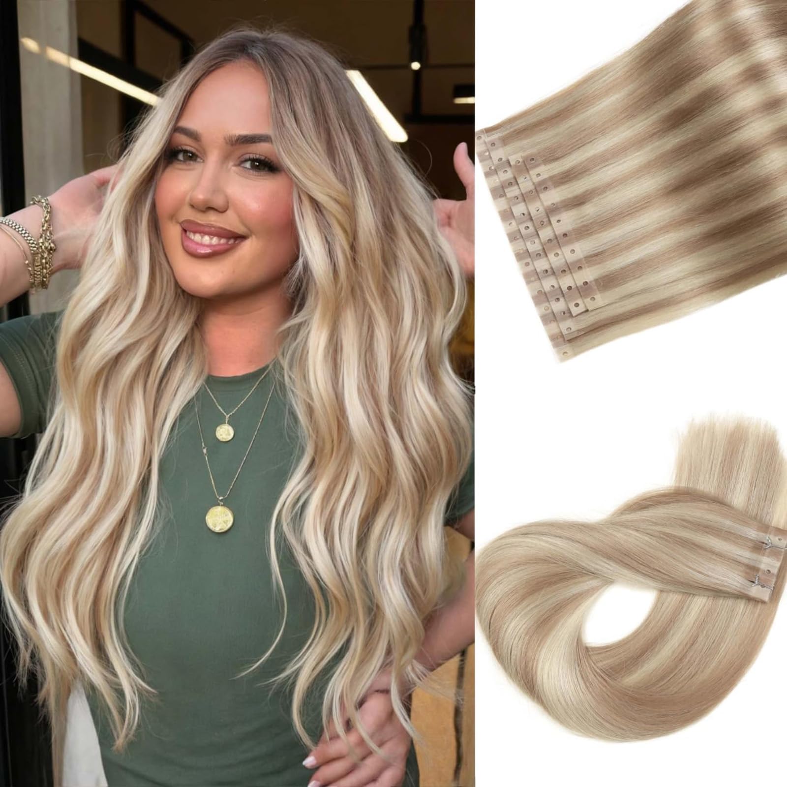 Invisible Weft Hair Extensions Human Hair Butterfly Hair Extensions Micro Bead Hair Extension Real Human Hair PU OVO Weft No Tape In Hair Extension 18