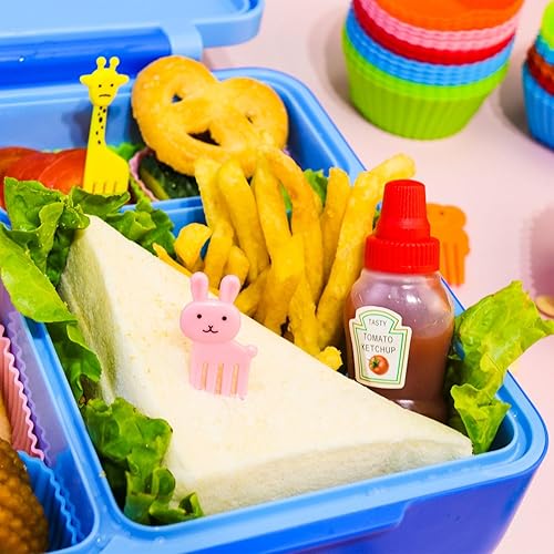 Miniatura 3 de Juego de 56 piezas de accesorios de caja Bento, divisores de silicona para lonchera, mini botellas de ensalada con mini recipiente y palillos de