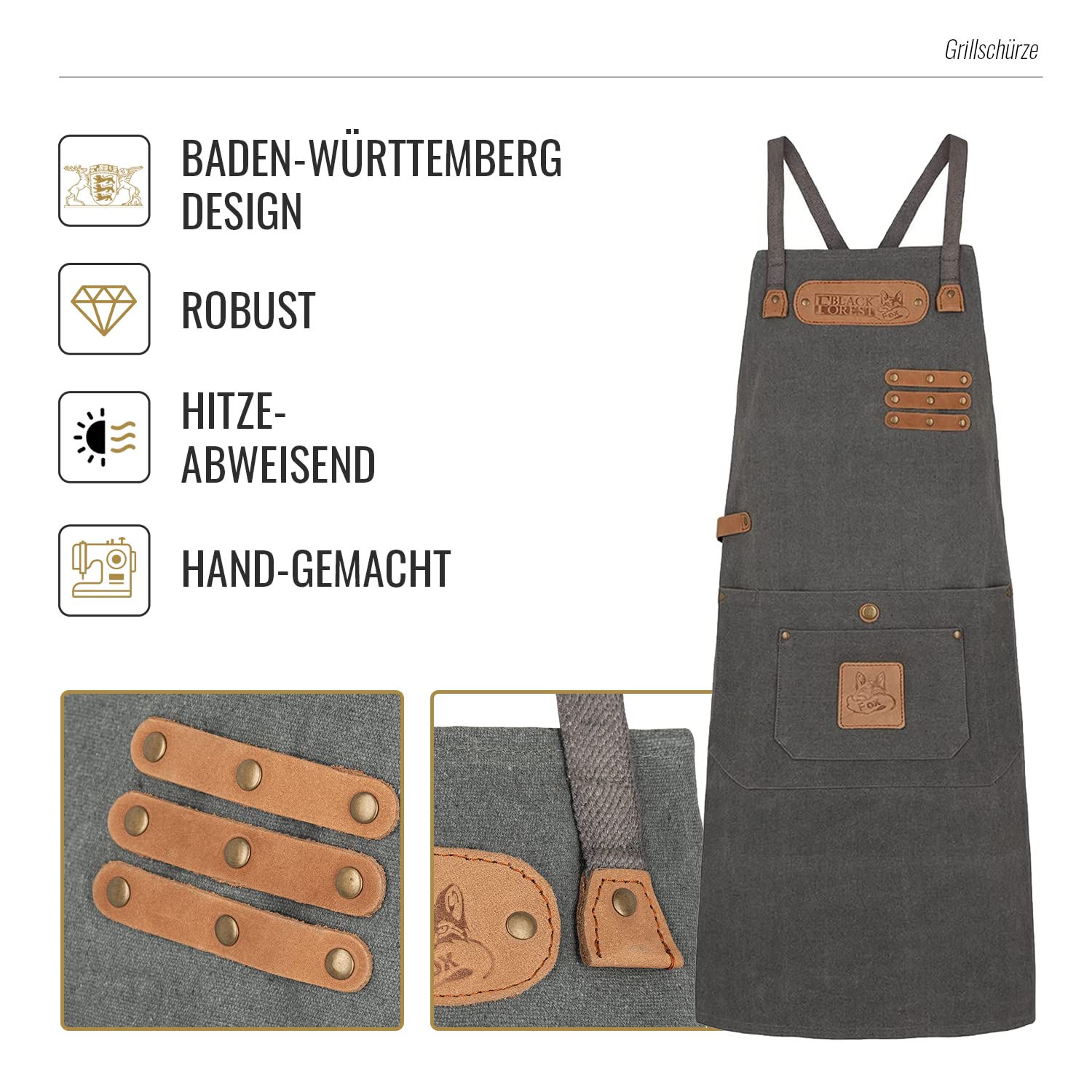 CANVAS Kochschürze Grillschürze für Männer und Frauen - Küchenschürze für Herren - Ideal als Geschenk für Männer, Oma oder Opa – robustes Canvas Schürze Damen extra lang