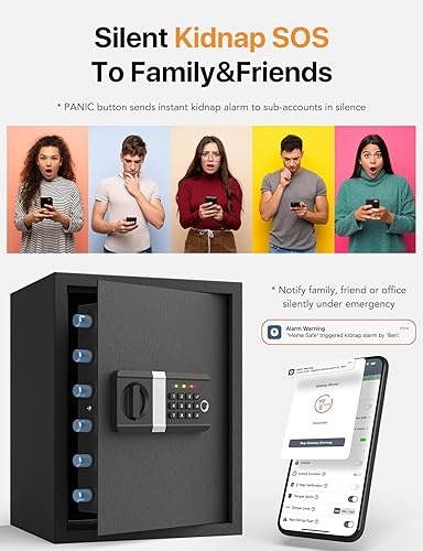 Miniatura 5 de FORFEND Smart Home Safe  Caja fuerte WiFi con bloqueo de aplicaciónalarma  Comando de voz, alarma de secuestro, detección de manipulaciones, modo