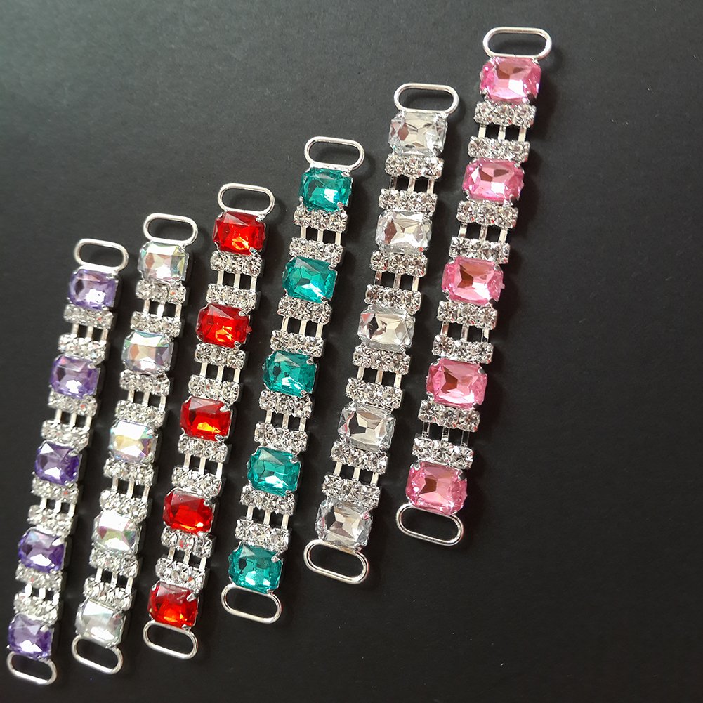 ZiDeTang Rhinestones Bikini Connector Color AB Colorfuls Pack of 10