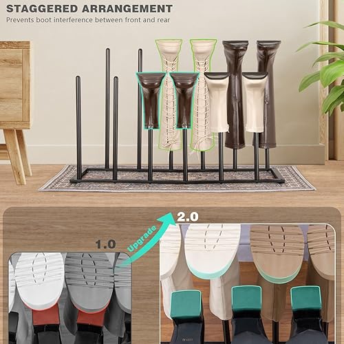 Miniatura 4 de Organizador de botas altas, estante de almacenamiento de botas de metal resistente, estante de arranque independiente para armario, entrada,