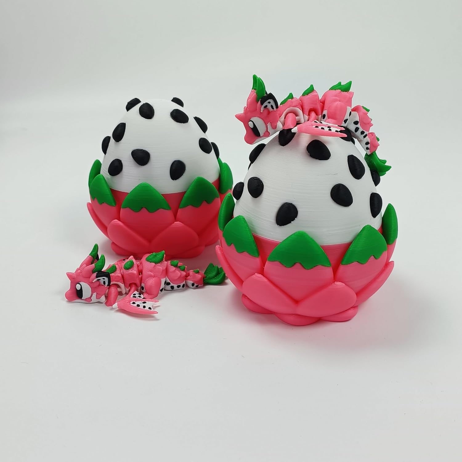 Enchanted 3D Egg with Miniature Inside - Handcrafted Printed Collectible | Fantasy Decor & Gift (Dragon Fruit Dragon & Egg (Box)) image 2