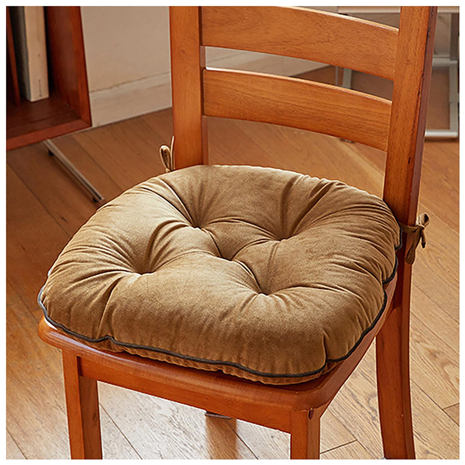 Coussin de chaise velours 42x40 cm lot de 2 galettes de siège moelleuses avec rubans de fixation