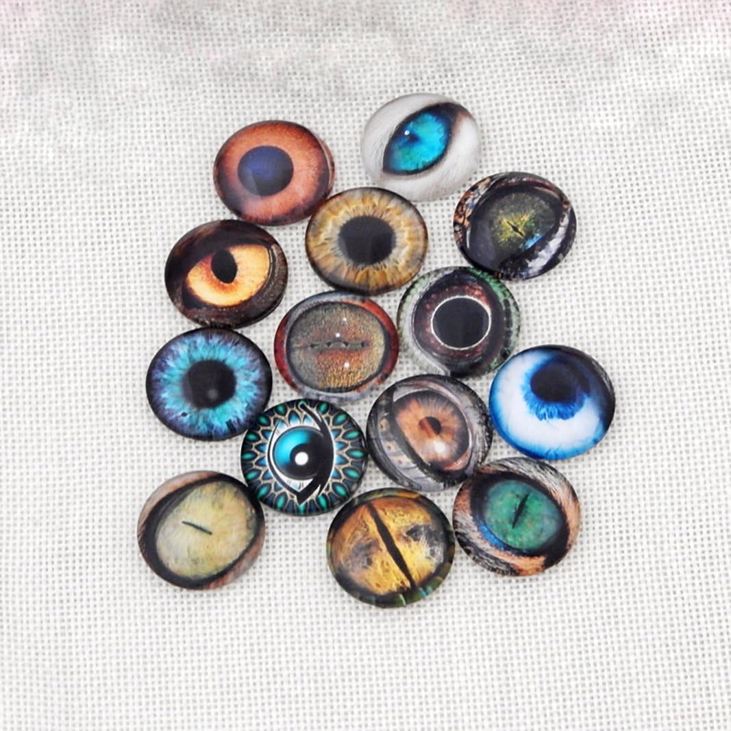 Eyes Glass Buttons Cabochon Cameo Jewelry, Frog, Cat Ghost Cat's Eye, 100 Count