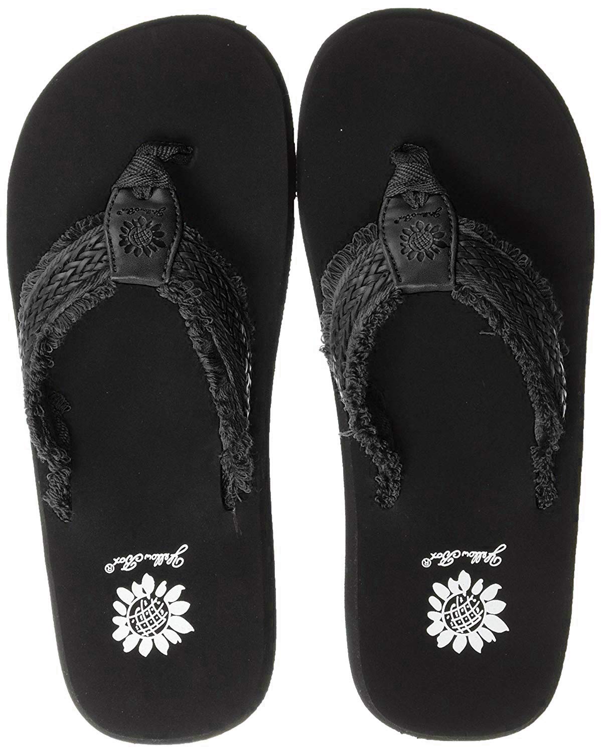 Yellow BoxFianni Flat Slip On Slide Thong Sandal Black