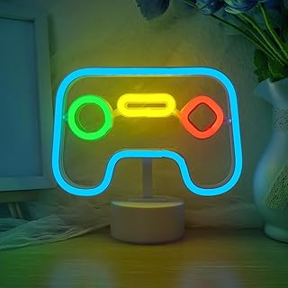 Horseneon Gioco Insegne al Neon Alimentazione,Controller Gaming,Insegna al Neons LED,Lampada Neon Parete,Led Gaming Neonper Camera da Letto Sala Giochi Bar Decorazione per Feste