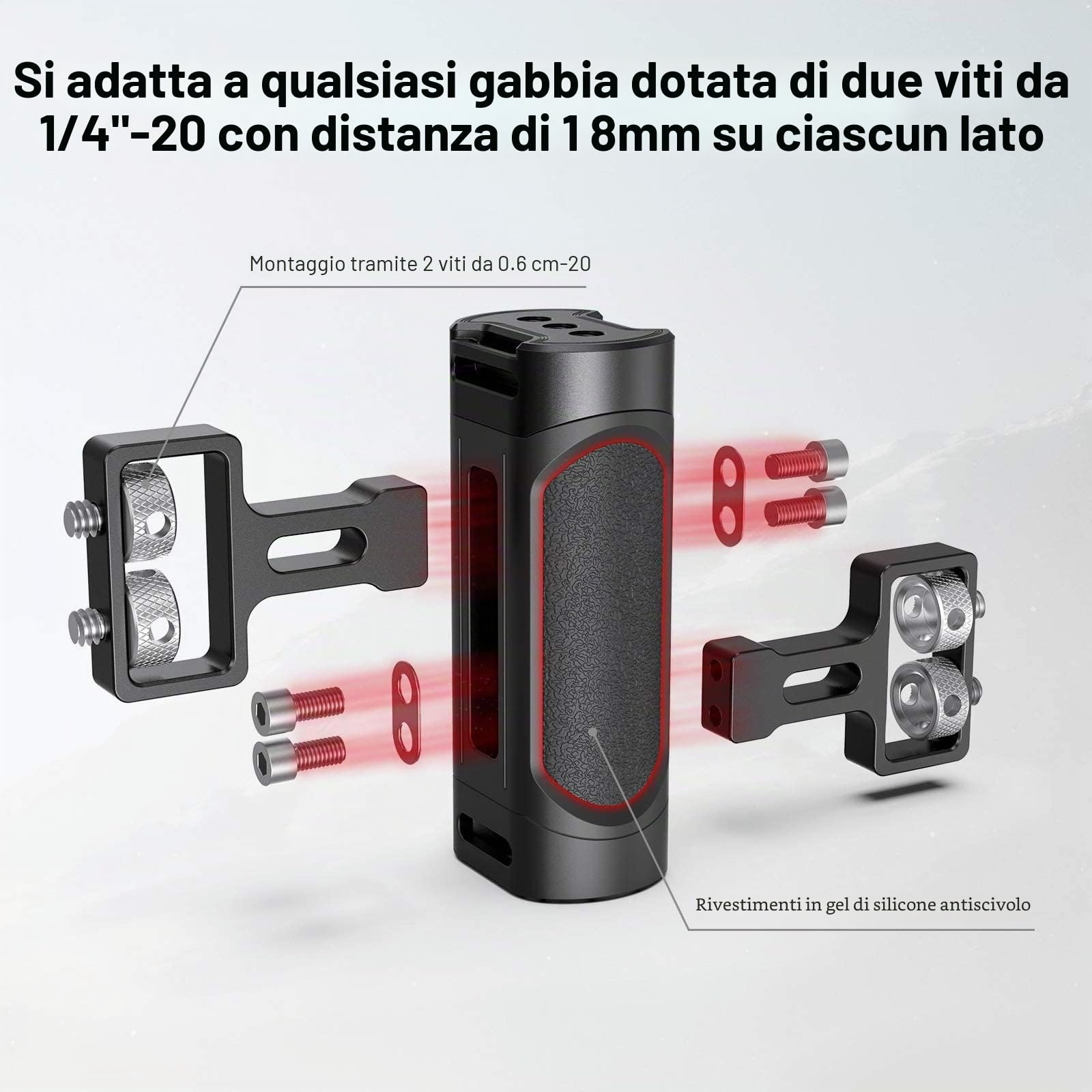 SMALLRIG Mini Maniglia Laterale con Fori Filettati, Mini Maniglia Laterale Regolabile per Gabbia Della Fotocamera - 2916