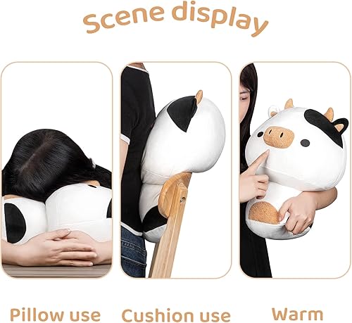 Miniatura 5 de Suave como una nube, almohada de felpa Kawaii de hongos de vaca blanca y negra, un coleccionable imprescindible para adultos jóvenes, perfecto para