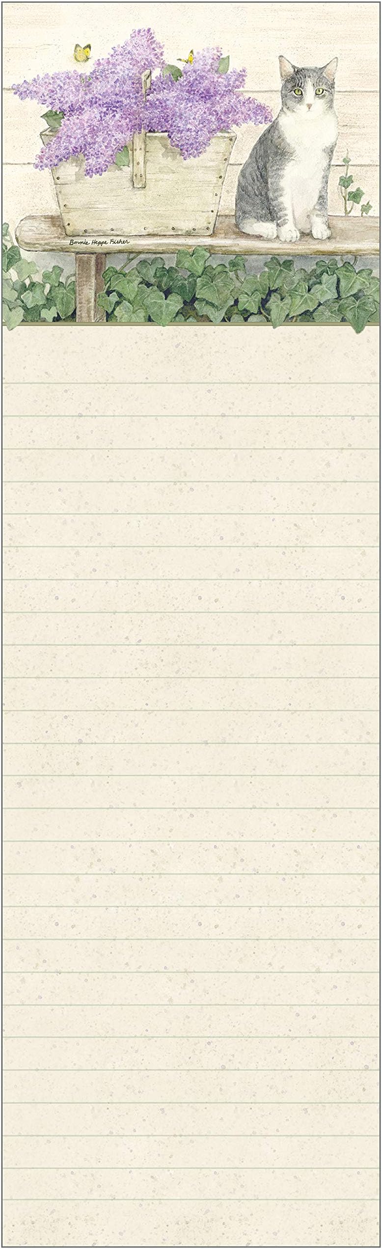 Legacy Publishing Group Designer Magnetic List Pad, 2.75 x 9.75-Inch, Cat On The Bench