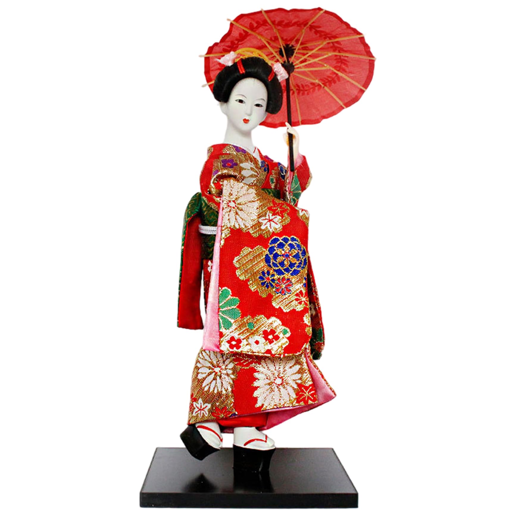 Licsaliwe Red Japanese Geisha Doll, 12 Inch Traditional Kimono Collectible Asian Doll For Home Decor And Display,