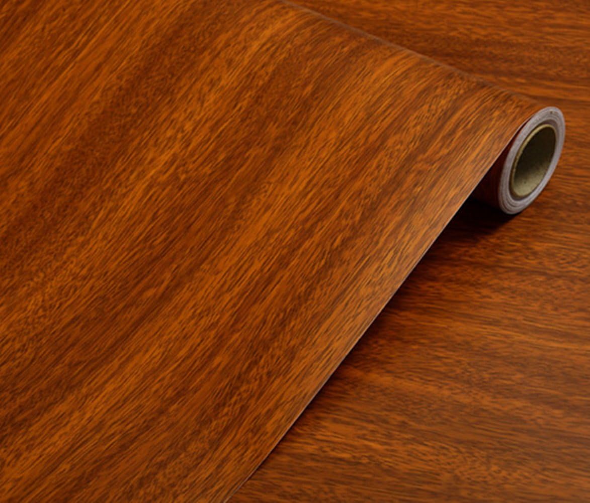 REDODECO Adhesive Brown Wood Grain Furniture Stickers PVC Wallpaper