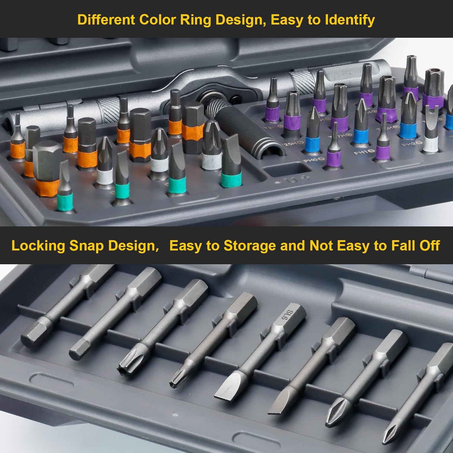 Uenhoy 42 in 1 Magnetic Screwdriver Set, Ratchet Screwdriver Set with Detachable Ratchet Handle, Precision Repair Tool Kit for Furniture Computer DIY Repairing, Black