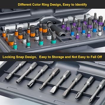 Uenhoy 42 In 1 Ratchet Screwdriver Set 40 Bits S2 Steel Magnetic Black