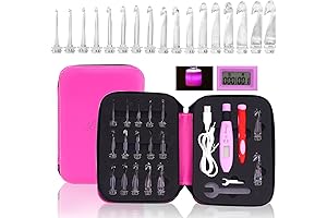 Lirmiery Crochet Hook Set - 17 Digital Interchangeable Hooks with Counter & Dimmable Light-Up