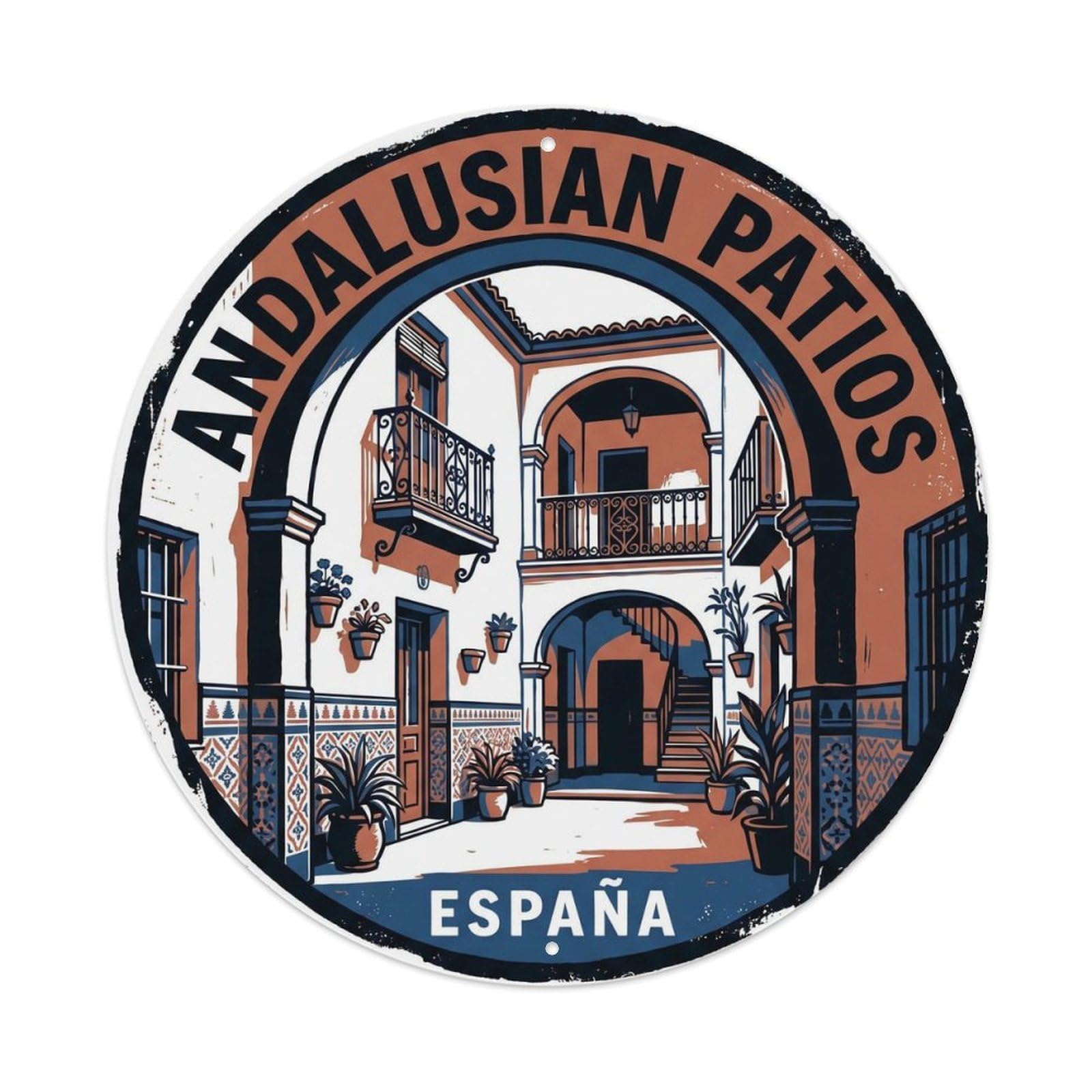 Vintage Travel Courtyard Spain Andalusia Metal Tin Sign