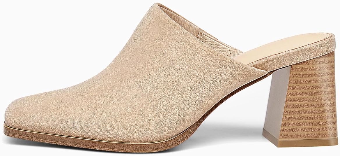 Trish Lucia Damen Pantoletten - Klobiger Absatz 6,6cm Mit Quadratischem Zehenbereich