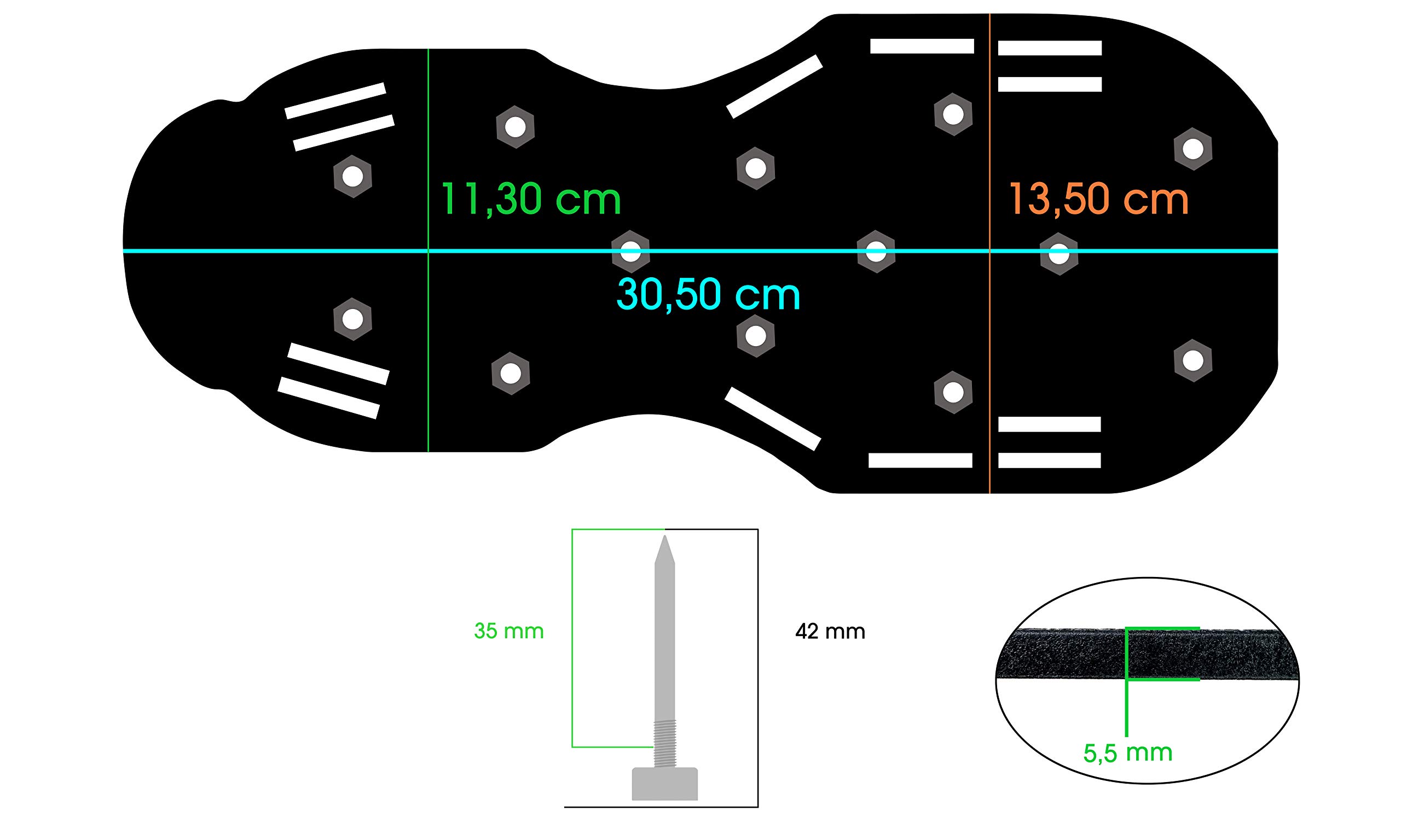 Pangolino - Rullo di sfiato – Set rullo di sfiato 50 cm con paraspruzzi – Lunghezza punta: 11 mm + suola in nylon [35 mm] (già montata) (50 cm/11 mm + scarpe per unghie)