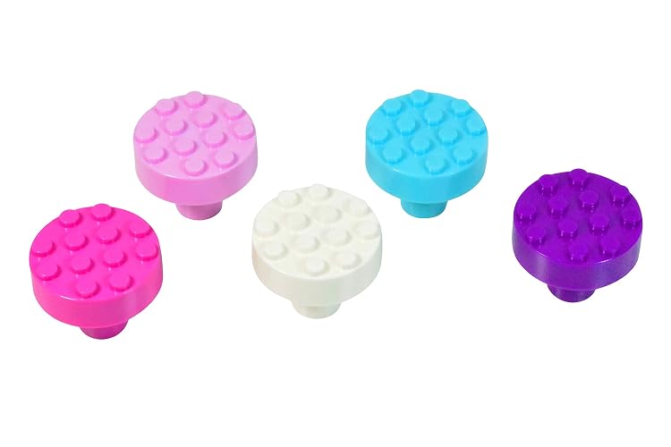 Set of 5 Build-On Brick Knobs (Gem Assorted)