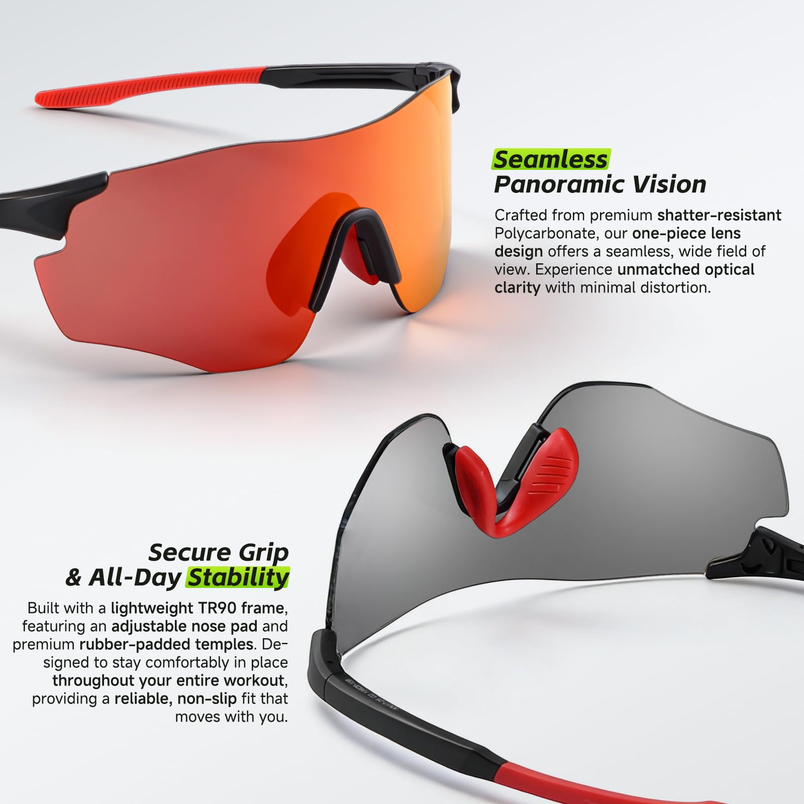 Okulary rowerowe z jednoczęściową soczewką, lekkie okulary rowerowe 25 g dla mężczyzn kobiet gogle sportowe ochrona przed promieniowaniem UV
