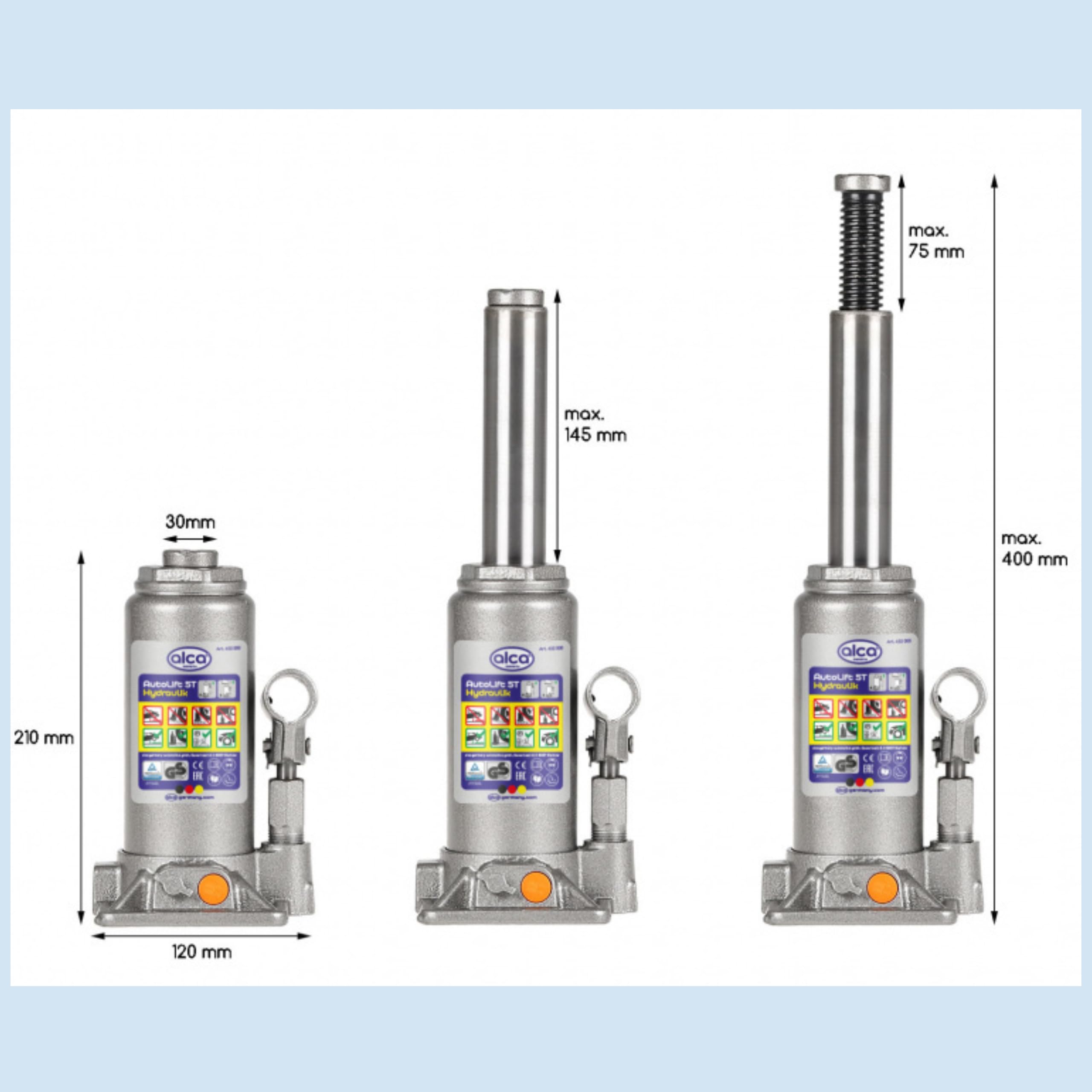 alca Cric bouteille hydraulique de 5 tonnes avec support de levage pour voiture, camionnette, camping-car 432050