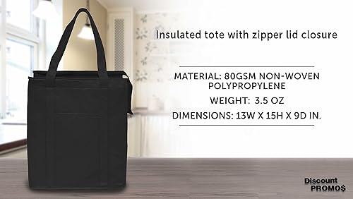 Miniatura 4 de Discount Promos Juego de 100 bolsas de mano aisladas no tejidas personalizadas, paquete a granel, reutilizables, ideales para picnic, campamento,