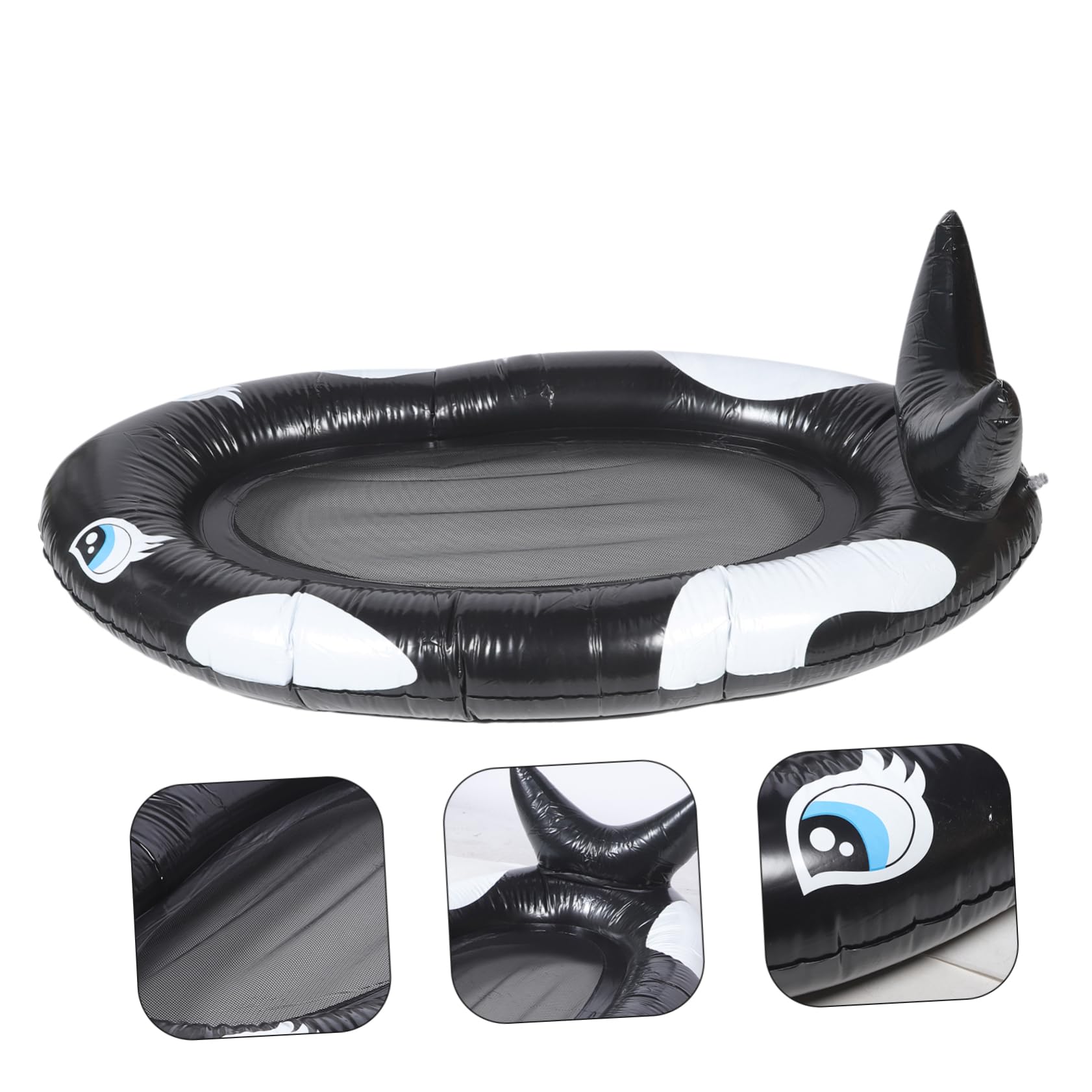 Tappeto Galleggiante Gonfiabile Nero in Pvc per Adulti, Letto Acquatico | Atmosfera Estiva, Design Motivo Grazioso, Uso in Piscina per Feste, Struttura Sigillata e Delicata sulla Pelle