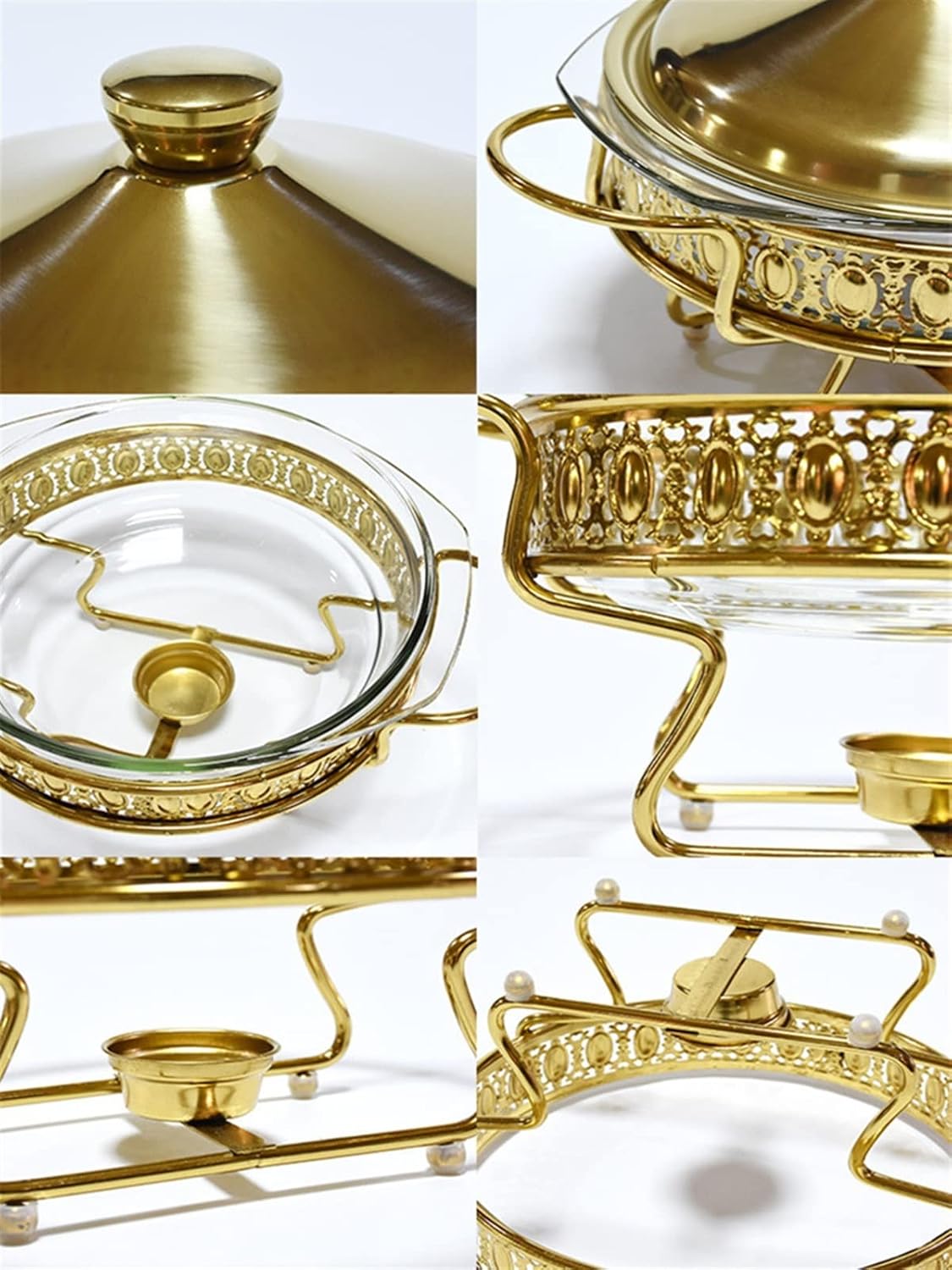 ストックポット ゴールデンラウンドガラス ビュッフェストーブ 食品加熱容器 テーブルドライホットポット