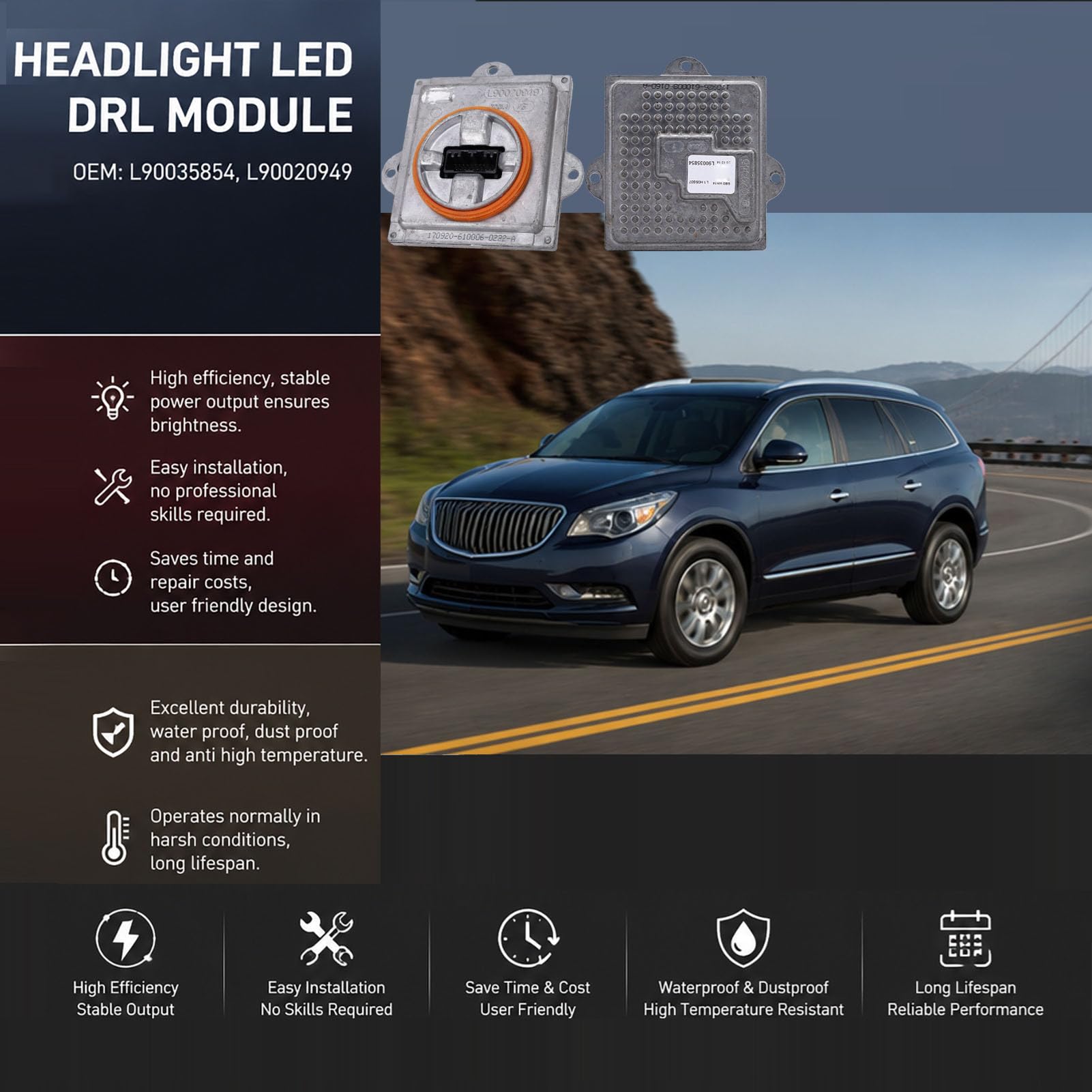 VBESTLIFE Reflektor LED Moduł DRL Zamiennik do Grand Cherokee