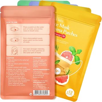 Aromatherapy Scented Stickers 60 Count, 5 Mixed Scents - for Face Mask