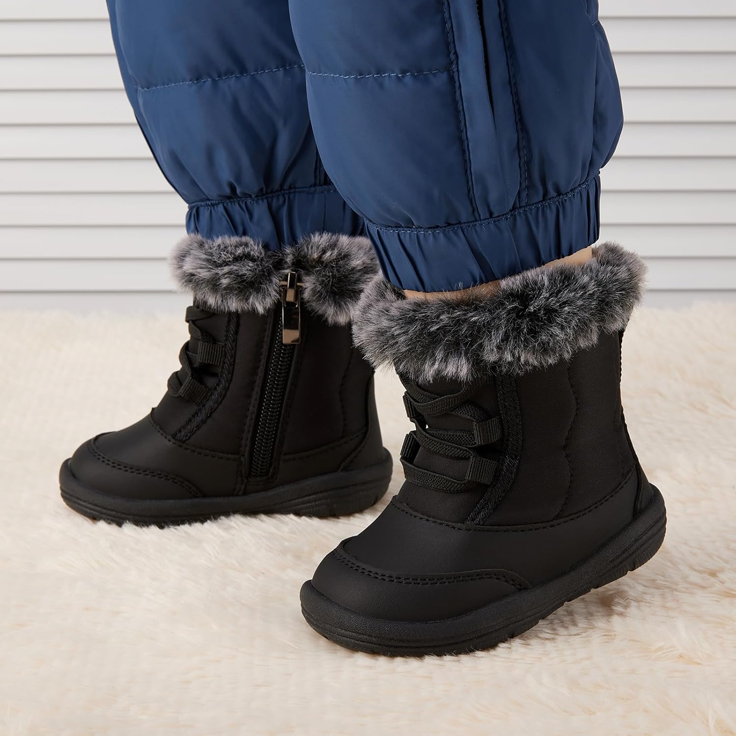 BMCiTYBM Toddler Snow Boots Baby Boys Girls Winter Warm Boots Infant High Top Shoes Faux Fur Bootie for Cold Weather Outdoor