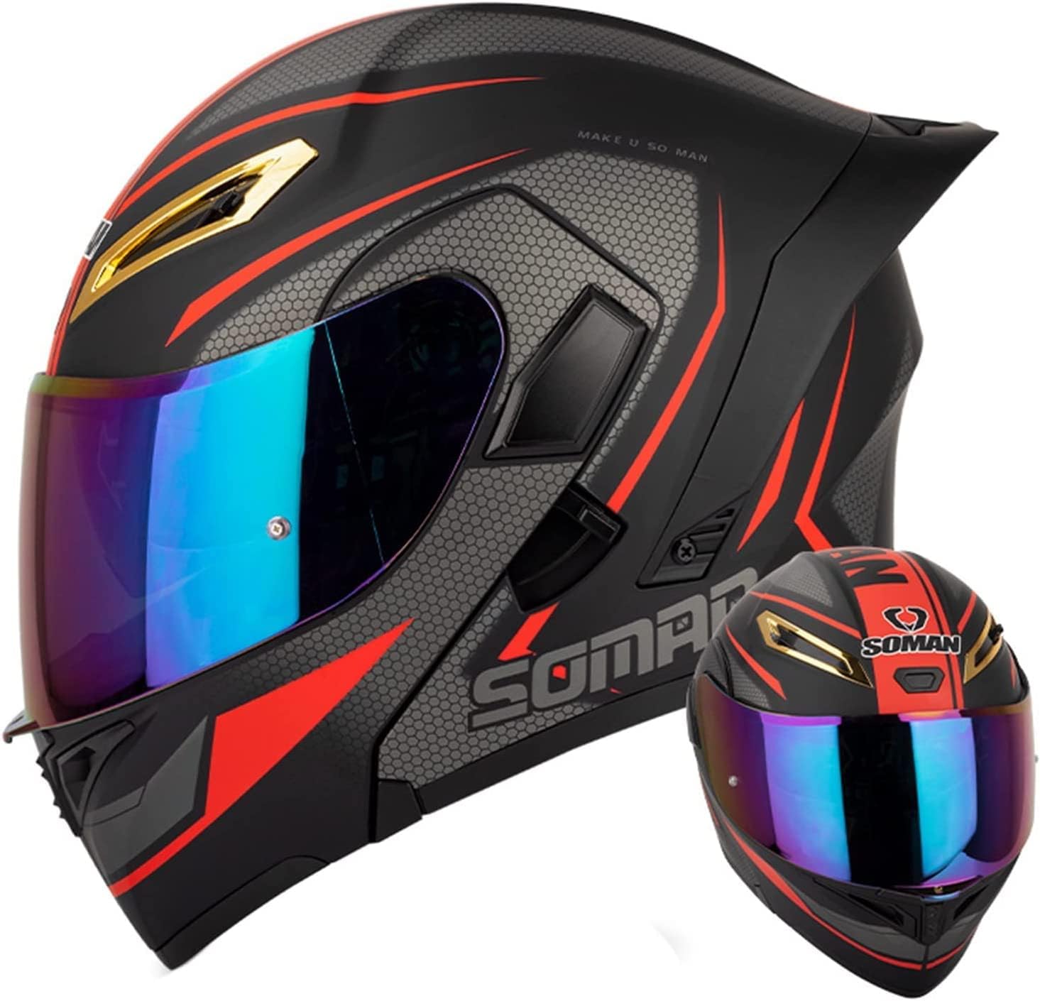 Bluetooth Modularer Motorradhelm Klapp-Motorradhelm Doppel-Sonnenblende Integralhelm Leichter DOT- Und ECE-Zugelassener Großer Helm Sturzhelme Für Erwachsene Männer Frauen Cement Gray 1,3XL