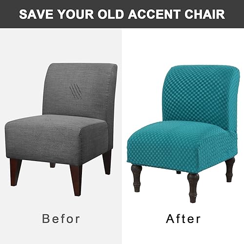 Miniatura 5 de Armless Chair Slipcover, Stretch Velvet Accent Chair Cover for Dining Chair, Removable Wingback Chair Slipcover and Washable Furniture Protector